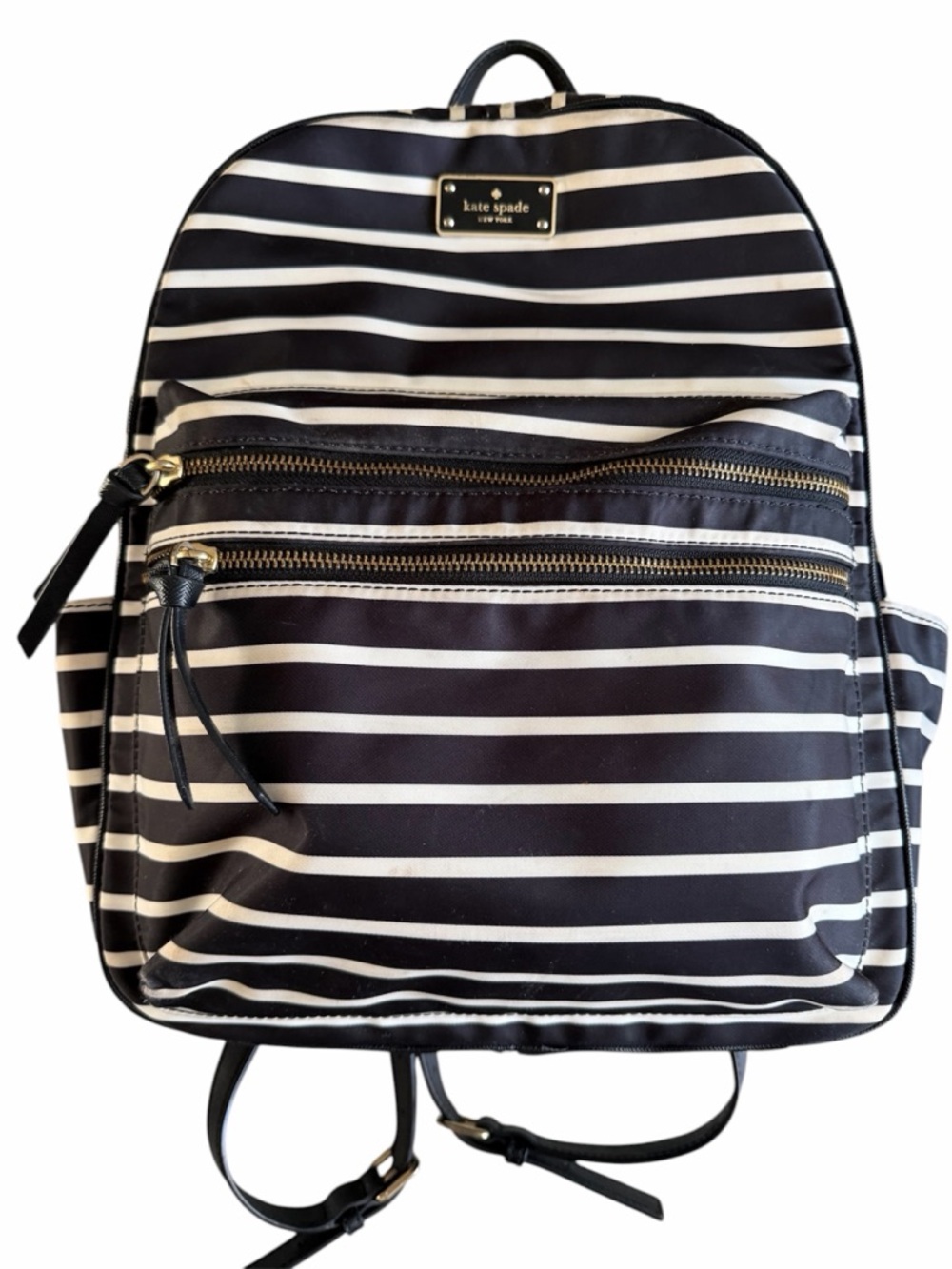 kate spade Black & White Striped large Backpack
